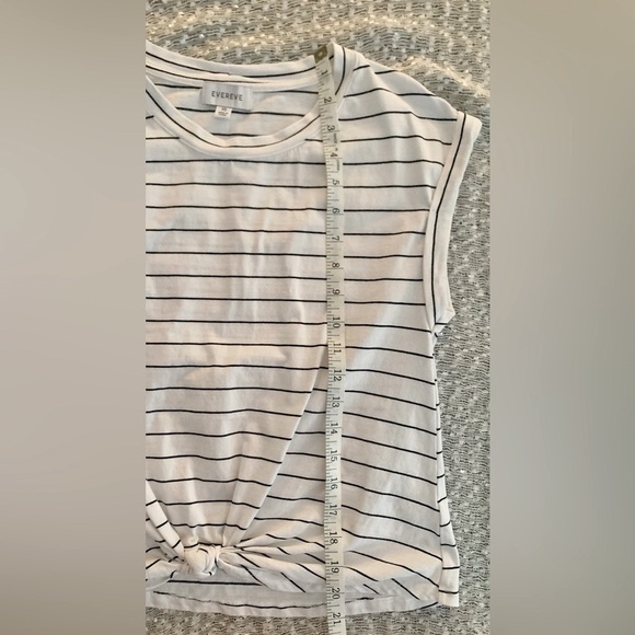 Evereve White Cap Sleeve Tie Front Striped T-Shirt - Picture 5 of 6